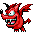 a smiling red Devil Bat flapping his wings